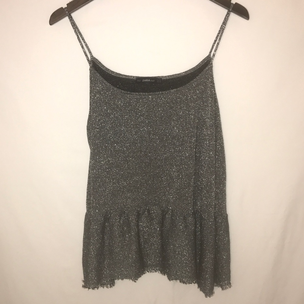 ZARA Silver Shine Peplum Cami